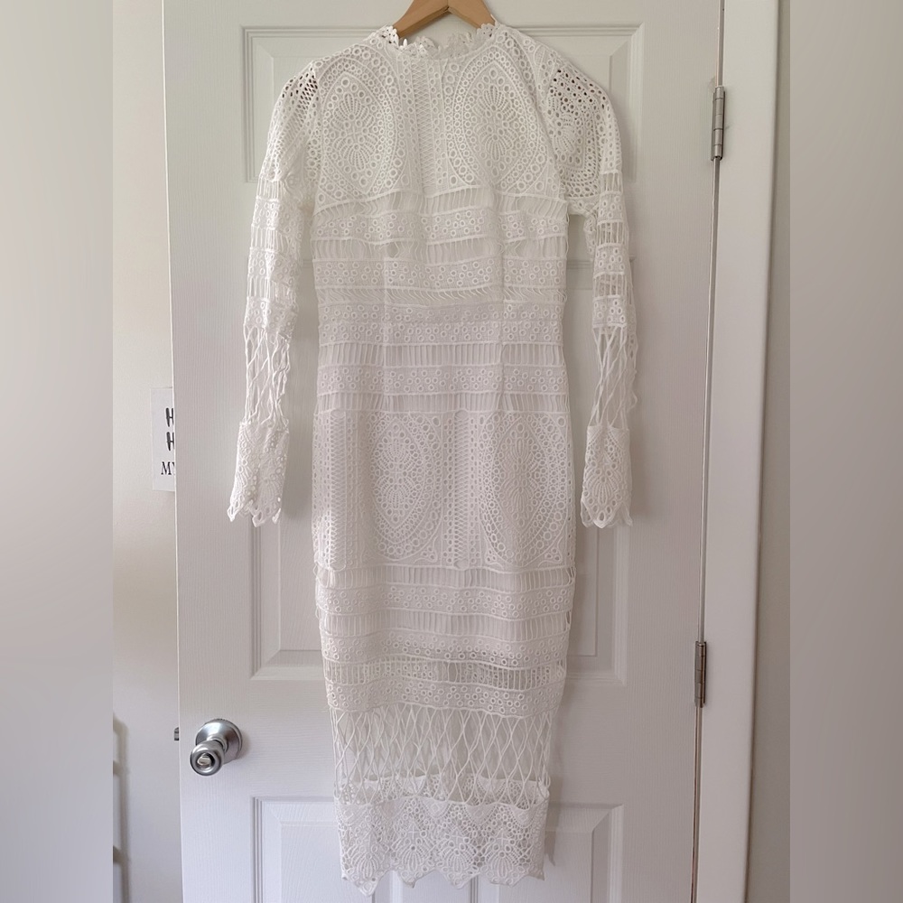 Boho white cutout dress